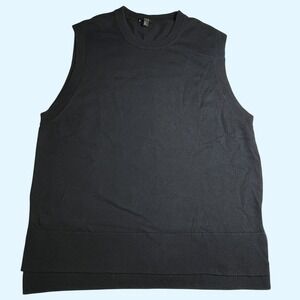 COS Women Navy Blue Wool Blend Knit Sleeveless Sweater Vest Crew Neck Large